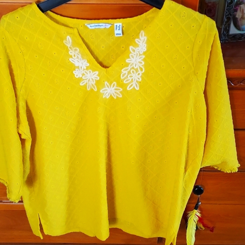 Isaac Mizrahi embroidered top sz 1x